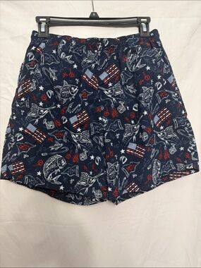 Columbia Navy Patriotic Fish Print Swim Trunks, S